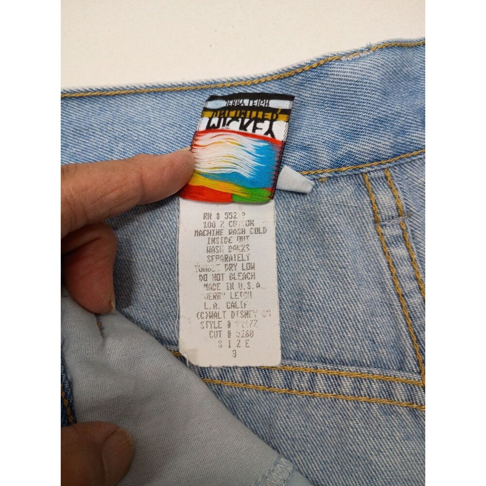 Y2K Mickey Unlimited Denim Jeans Junior Sz 3 Disney High Waist Tapered - Picture 4 of 15